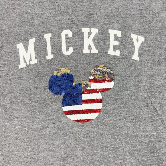 Disney Mickey Mouse Tank Top Large Gray Sequined Patriotic Shirt - Picture 3 of 7